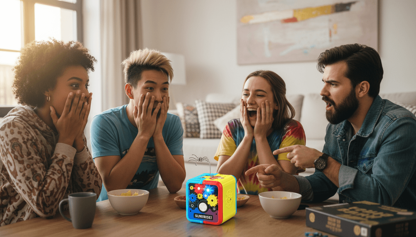 Group playing a language game together at a table