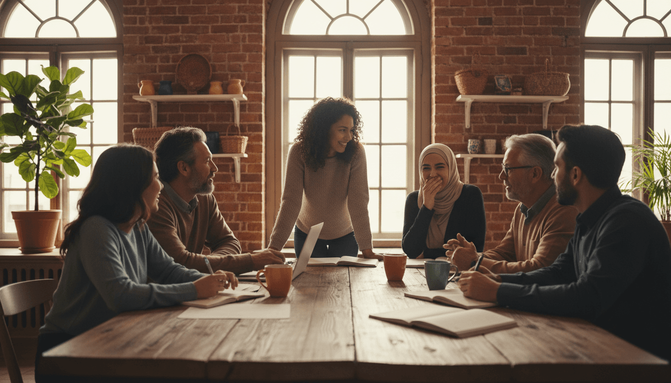 Group of friends laughing while playing a colorful board game